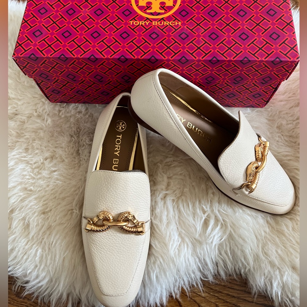Tory Burch Jessa Leather Loafer - White - Size 7